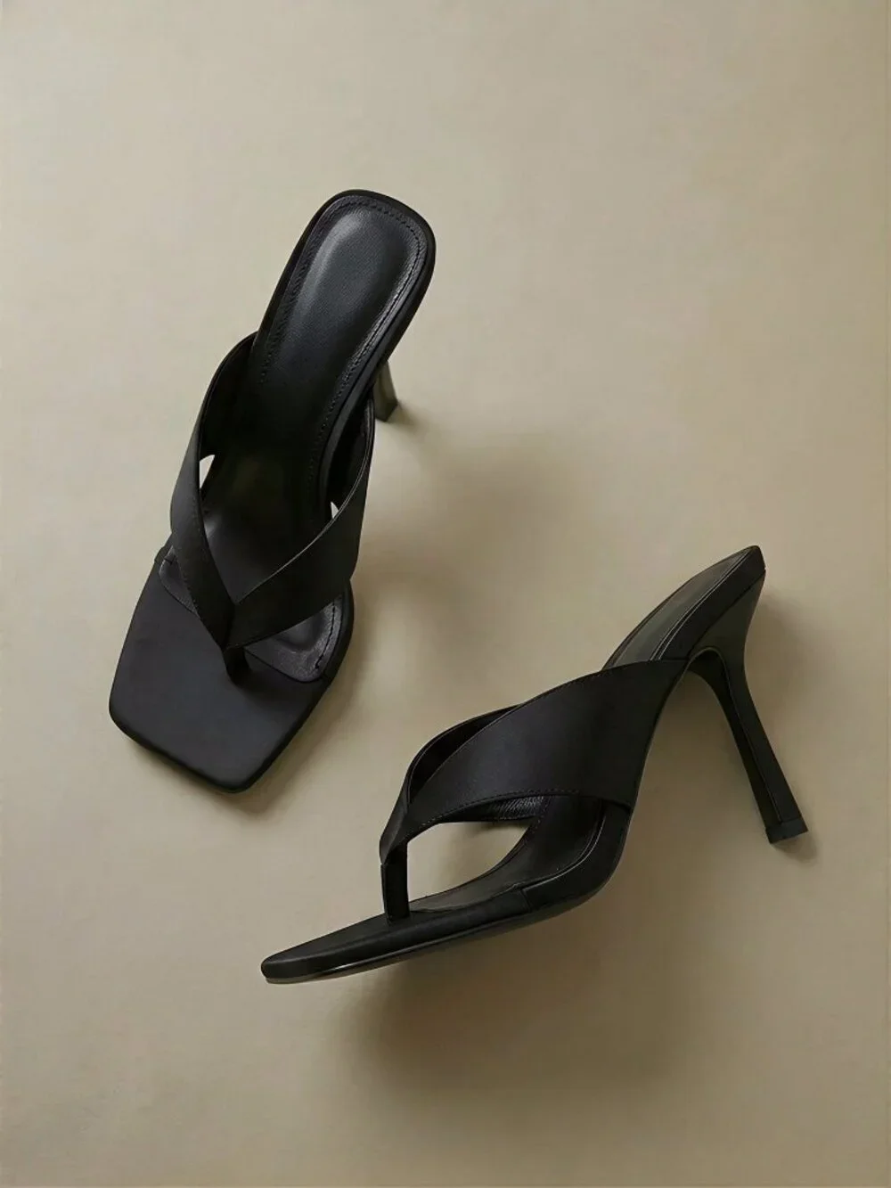 Black Casual Women's Minimalist High Heel Sandals